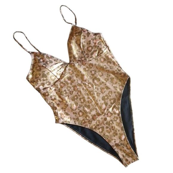 NEW Shimmery Animal Print One Piece Swimsuit Size L - Picture 1 of 2